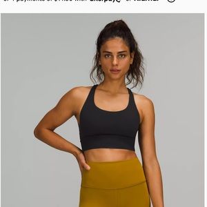 lululemon Energy Longline Bra
Medium Support, B–D Cups. Size 10. Black.